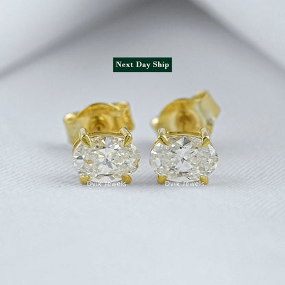Oval Diamond Stud Earrings Earrings