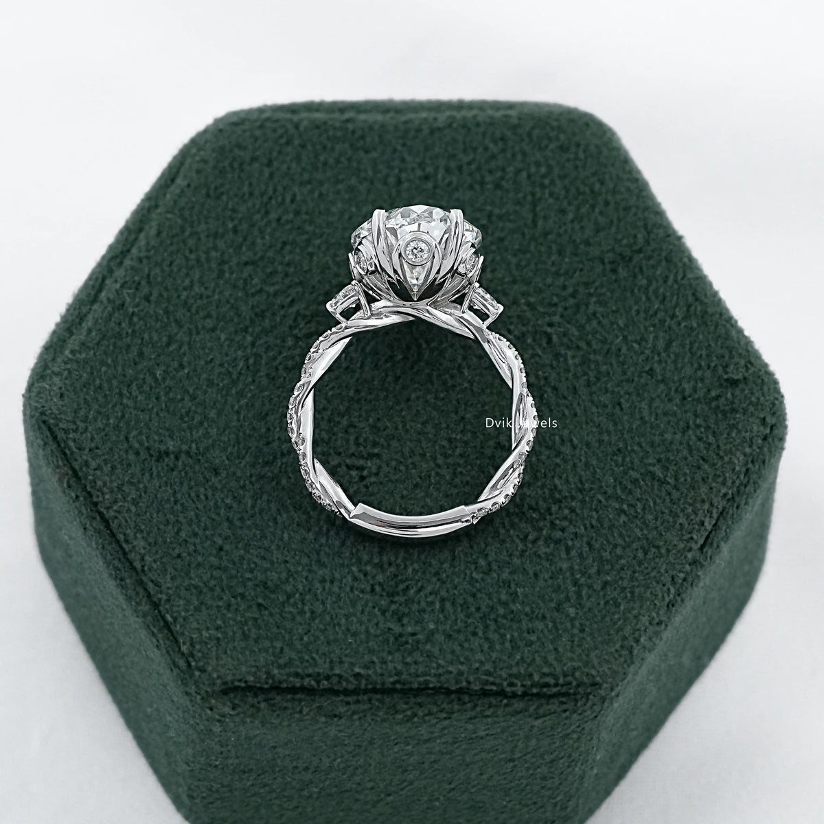 Oval Cut Diamond Twisted Hidden Halo Ring