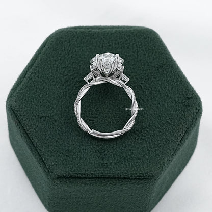 Oval Cut Diamond Twisted Hidden Halo Ring