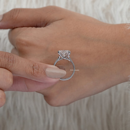 Double Row Oval Lab Diamond Accent Ring
