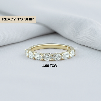 East West Oval Diamond Seven Stone Band