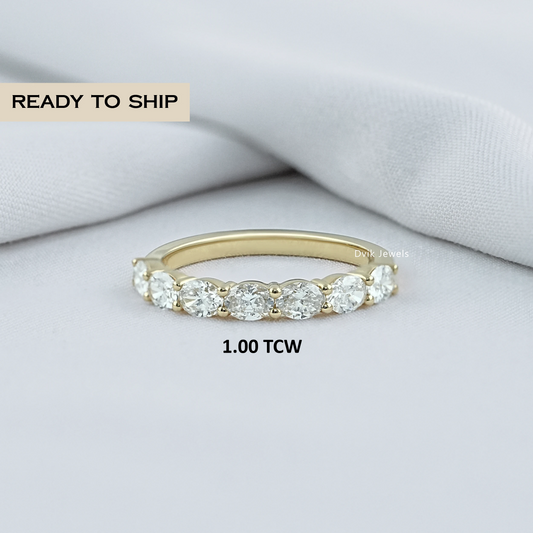 East West Oval Diamond Seven Stone Band