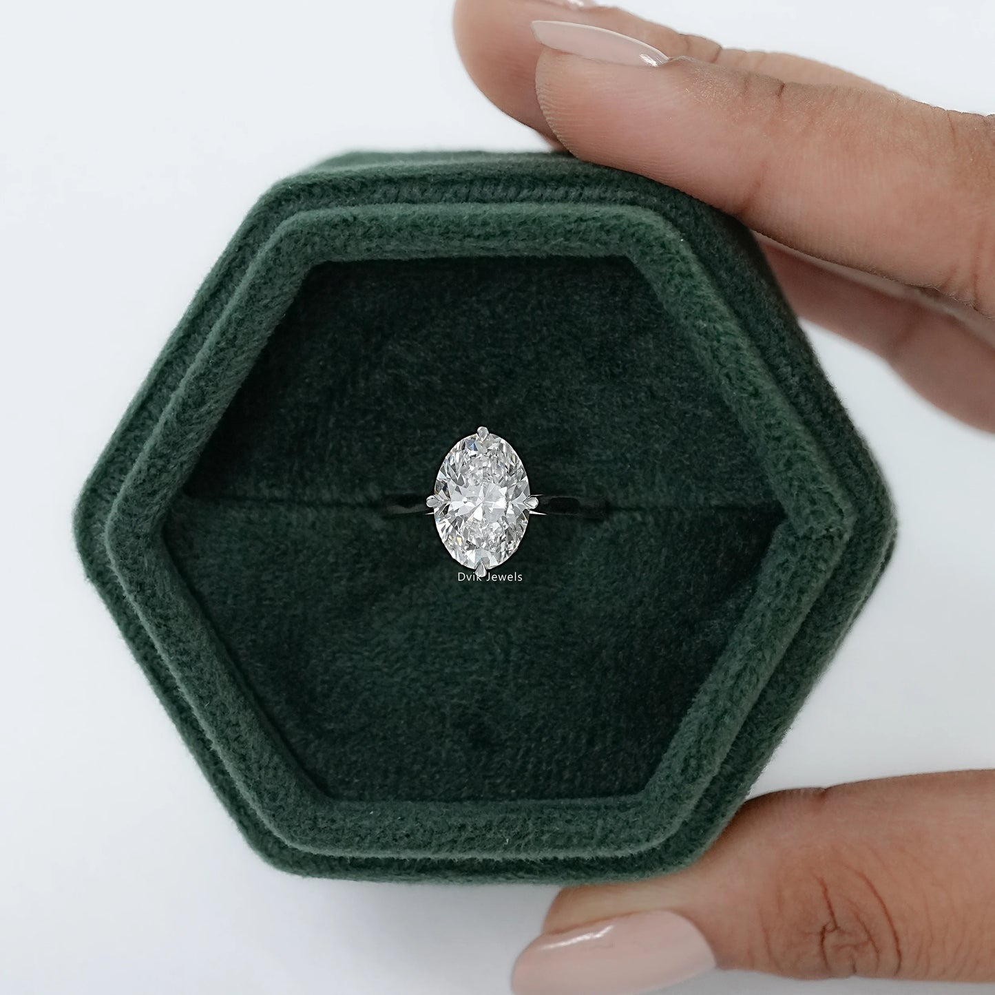 Oval Cut Hidden Halo Solitaire Diamond Ring
