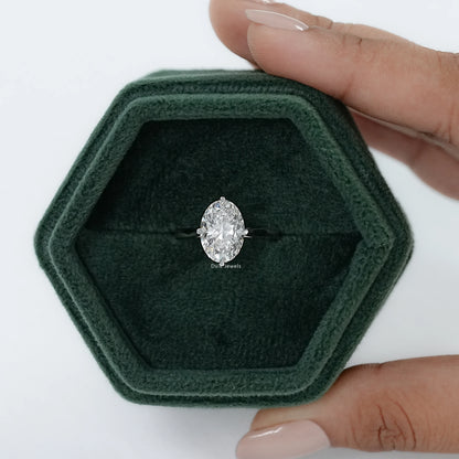 Oval Cut Hidden Halo Solitaire Diamond Ring