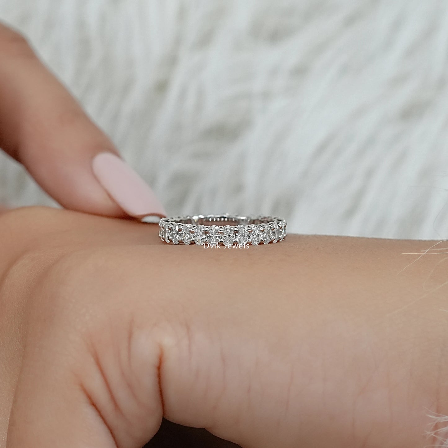 Oval Lab Diamond Full Eternity Wedding Band Band