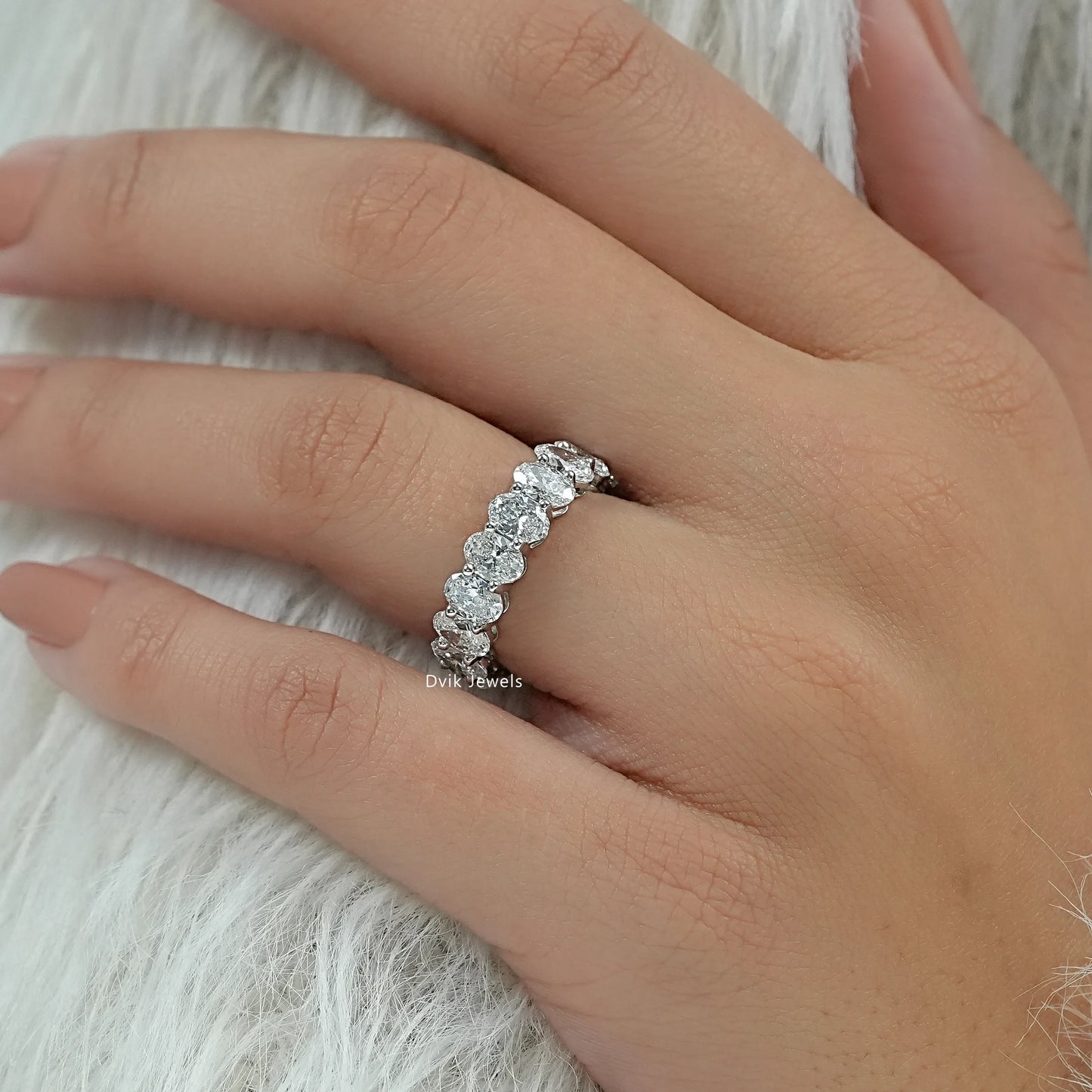 Oval Cut Lab Diamond Eternity Wedding Band Band