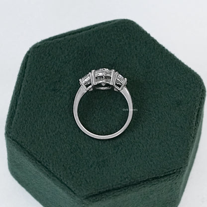 Oval And Half Moon Lab Diamond Three Stone Ring Ring