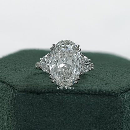 Three stone oval engagement ring white gold front view