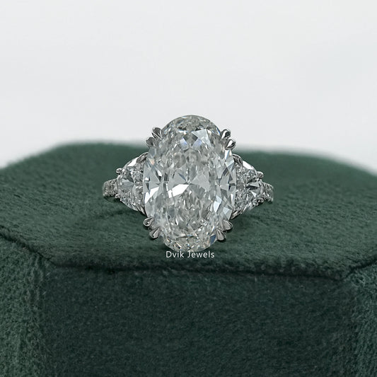 Three stone oval engagement ring white gold front view