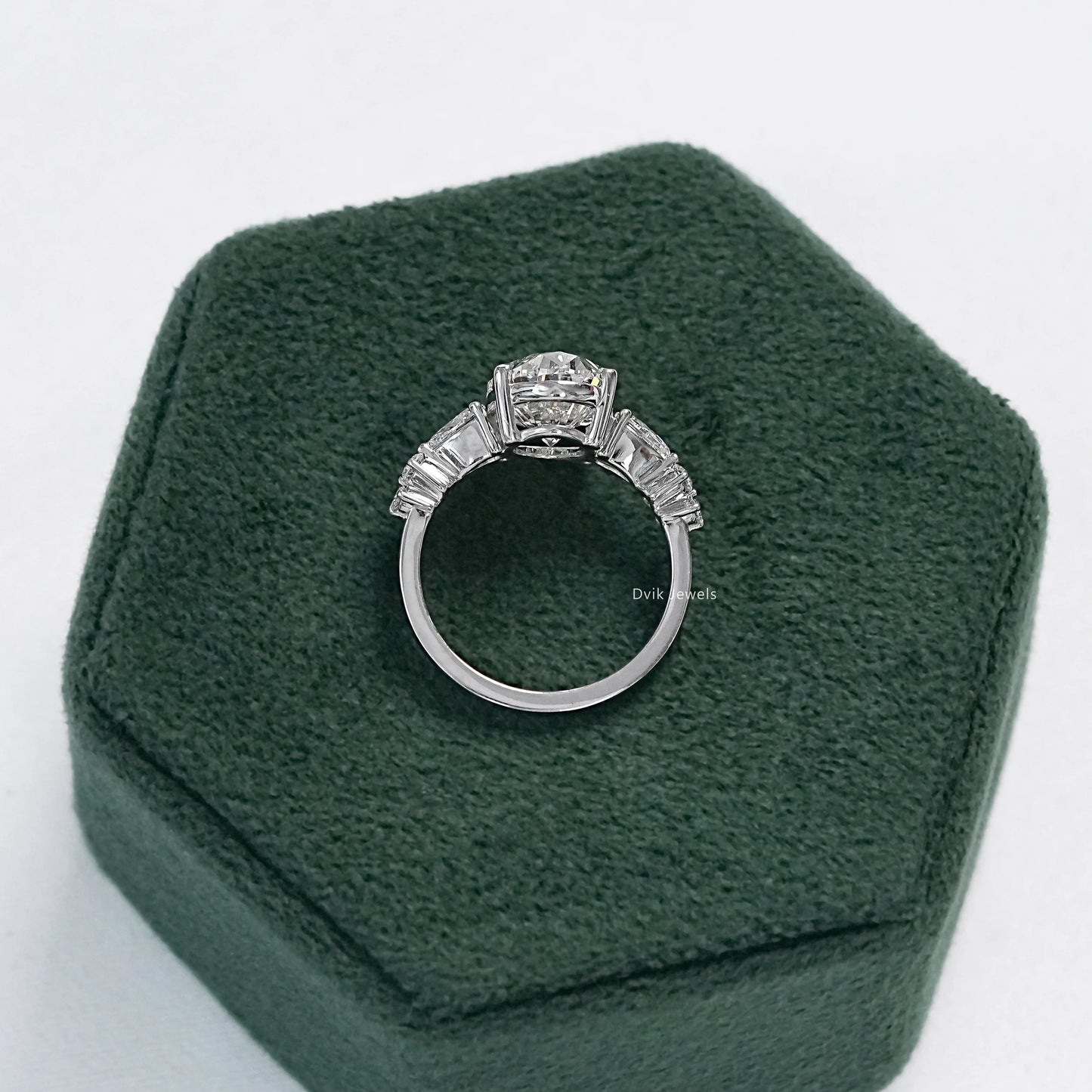 4 CT Oval Lab Diamond Accent Set Engagement Ring