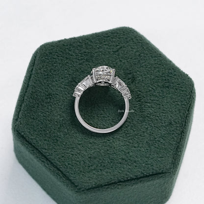 4 CT Oval Lab Diamond Accent Set Engagement Ring