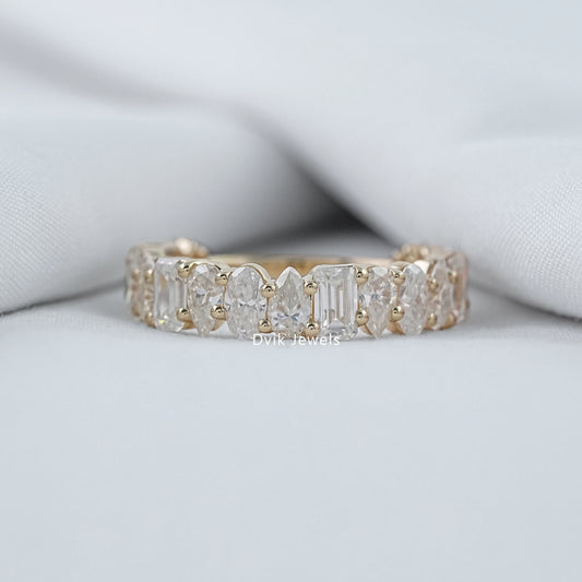 Mixed cut lab diamond half eternity band by Dvik Jewels