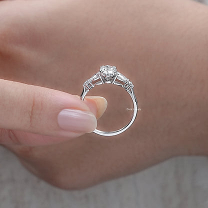 Oval Cut Lab Diamond Five Stone Engagement Ring