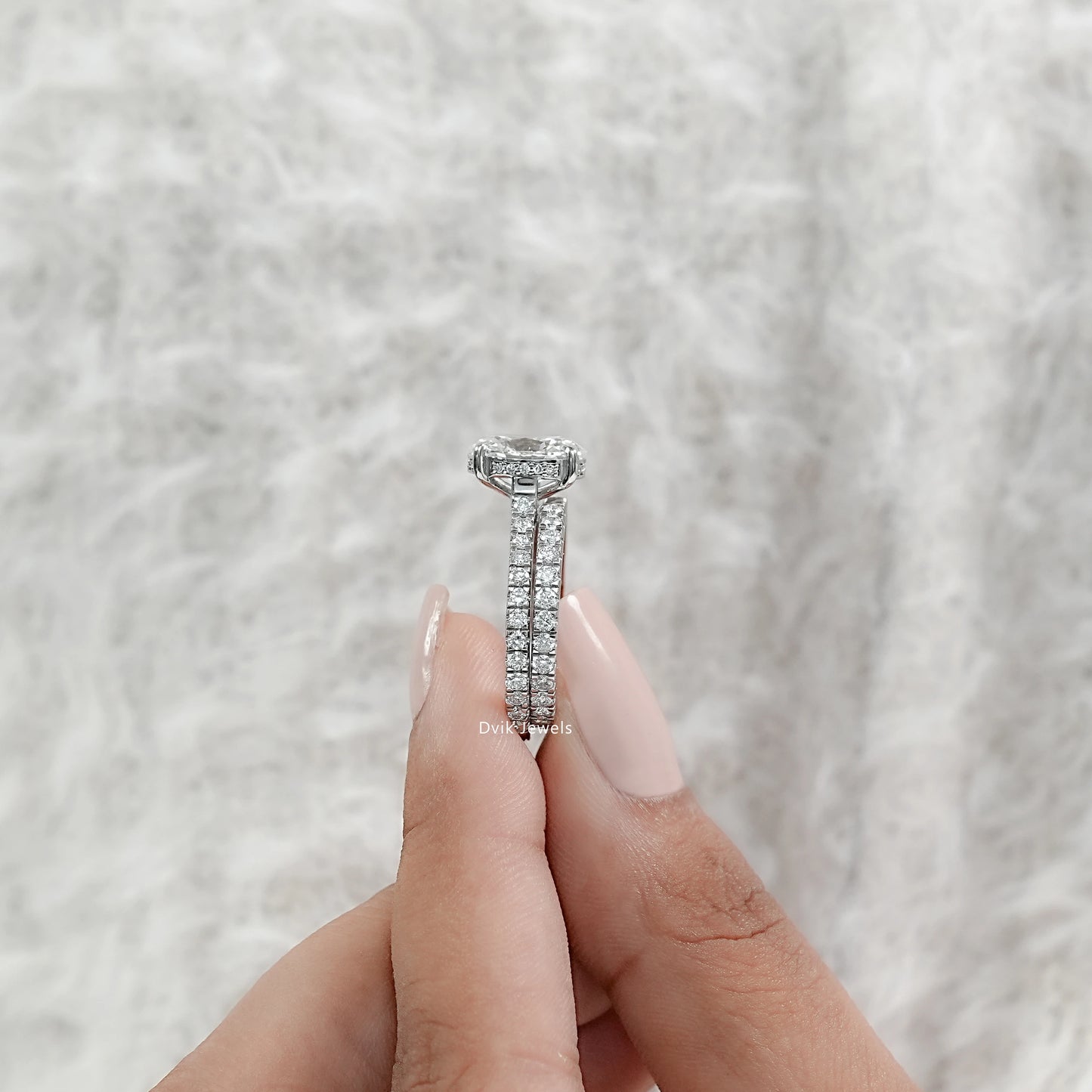 Oval Cut Lab Diamond Bridal Ring Set