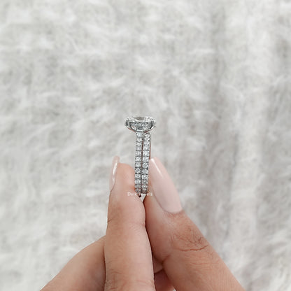Oval Cut Lab Diamond Bridal Ring Set