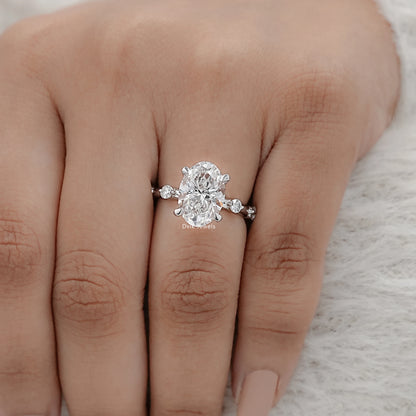 Oval Cut Side Diamond Accent Engagement Ring