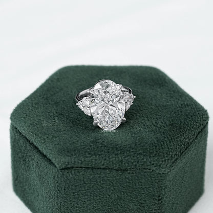 Oval Shape Lab Diamond  Accent  Engagement  Ring
