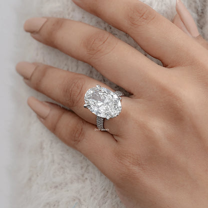 Classic Hidden Halo Oval Cut Diamond Ring