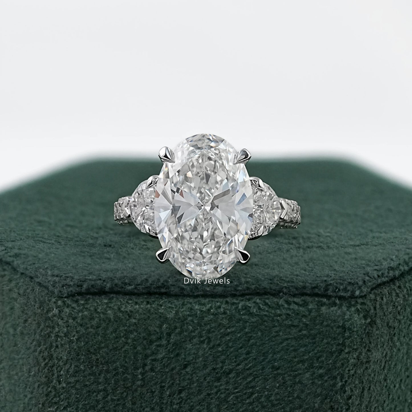 Pave Set Lab Diamond Oval Engagement Ring Ring