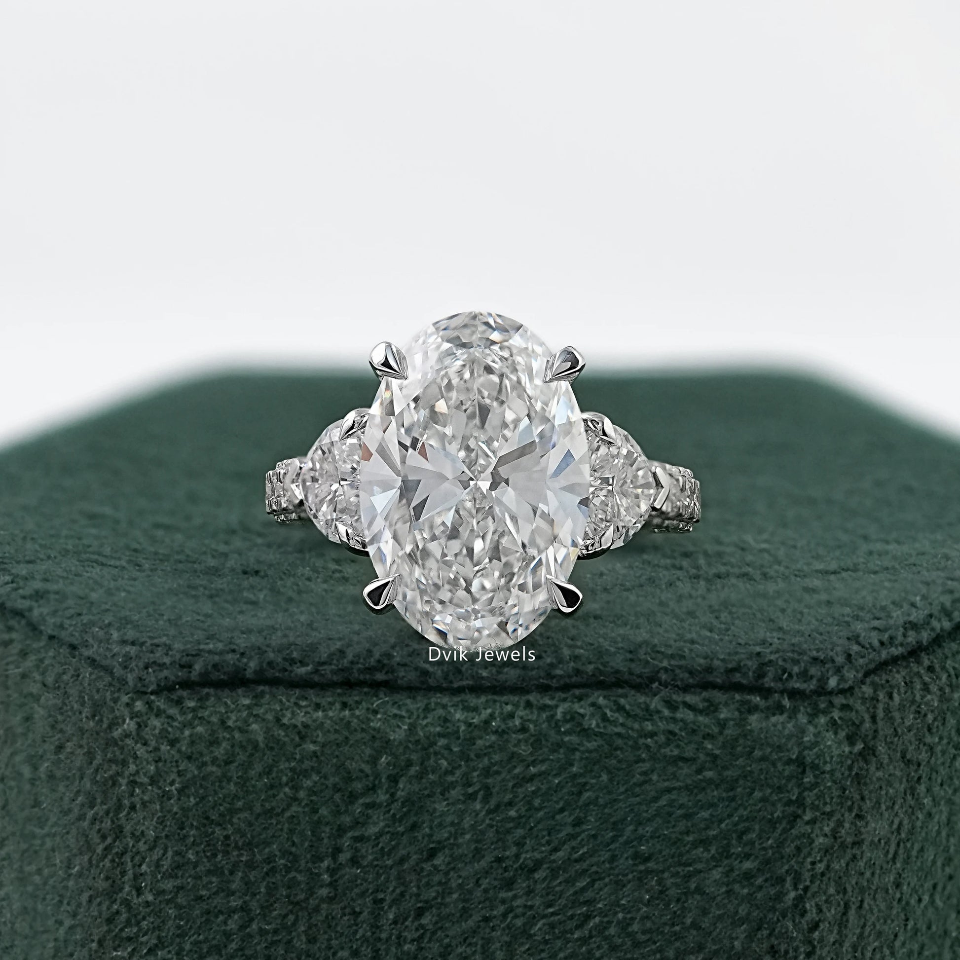 Pave Set Lab Diamond Oval Engagement Ring Ring