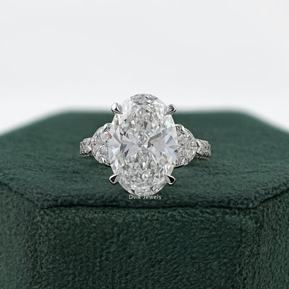Pave Set Lab Diamond Oval Engagement Ring Ring