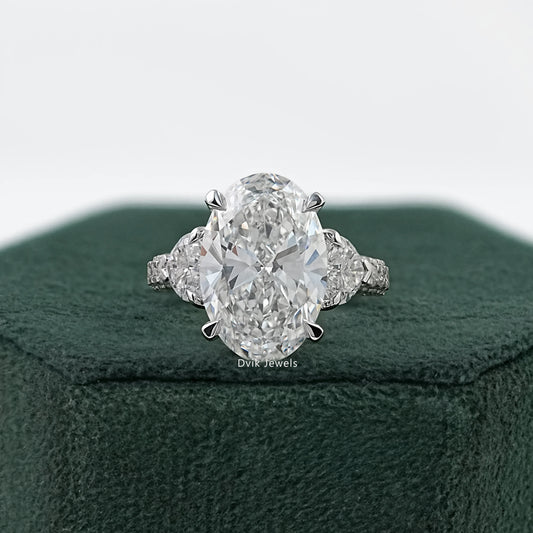 Pave Set Lab Diamond Oval Engagement Ring Ring