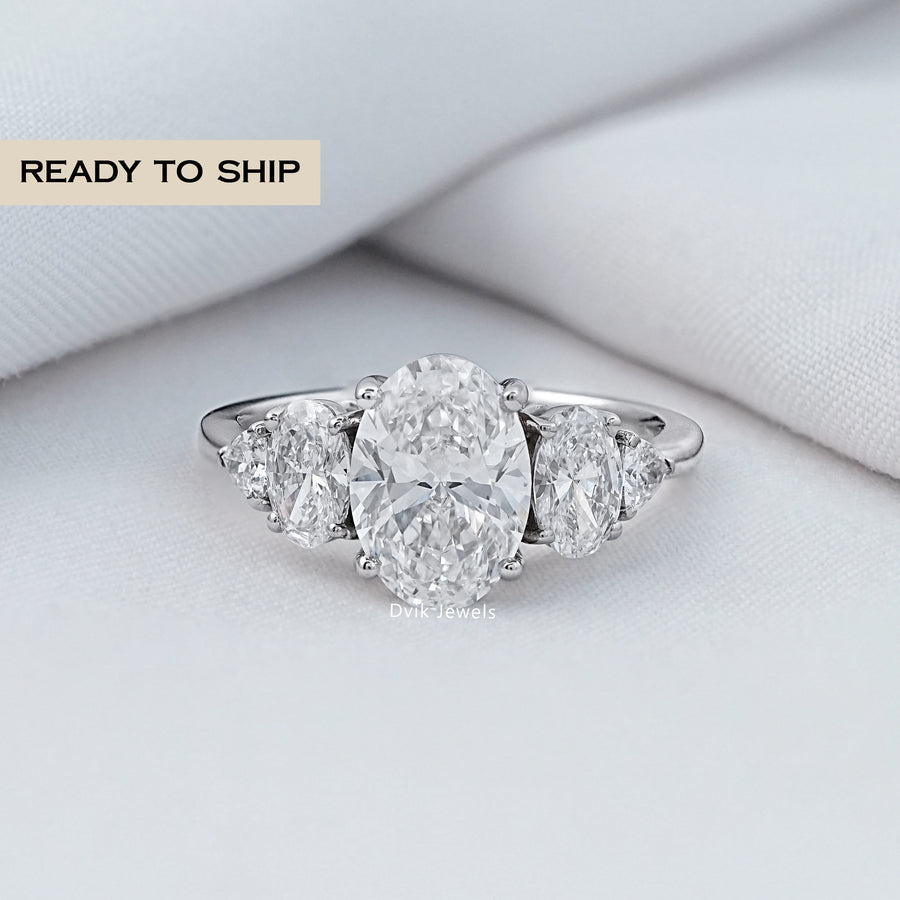 Lab Grown Diamond Oval Cut Five Stone Ring