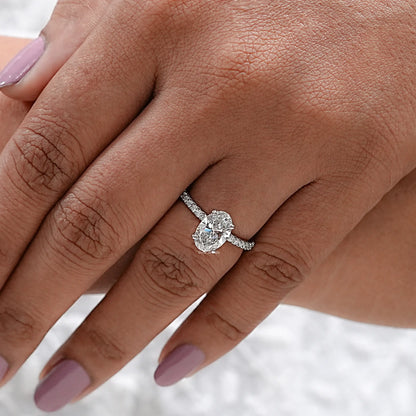 Oval Cut Lab Diamond Solitaire Accent Ring