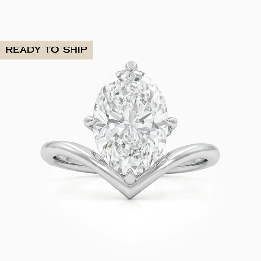 Oval Cut Diamond Chevron Engagement Ring