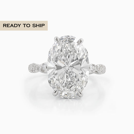 Oval Cut Diamond Twisted Hidden Halo Ring