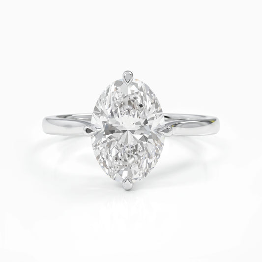 Oval Cut Hidden Halo Solitaire Diamond Ring Ring