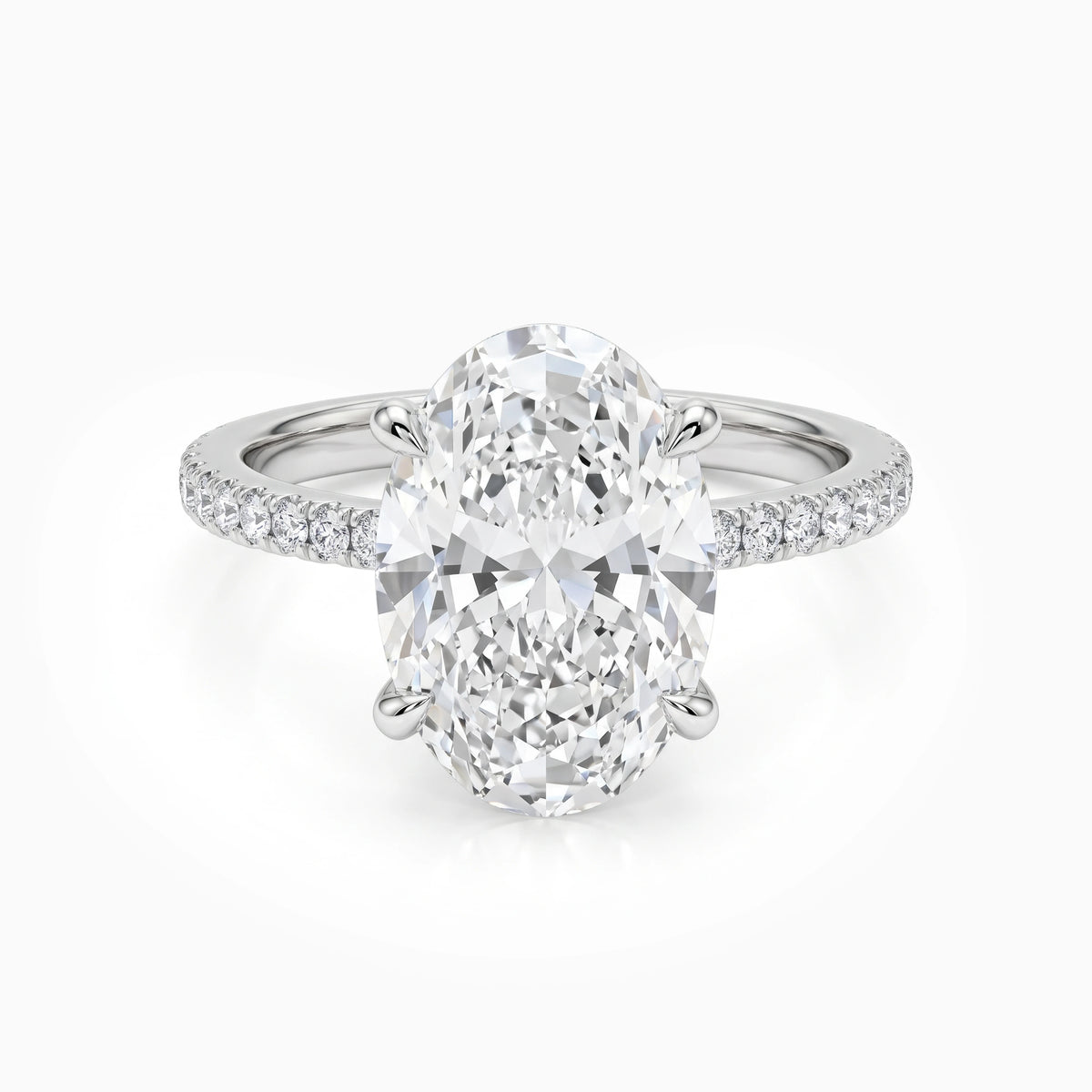 Oval Cut Lab Diamond Accent Set Ring Ring