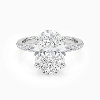 Oval Cut Lab Diamond Accent Set Ring Ring