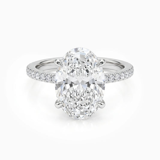 Oval Cut Lab Diamond Accent Set Ring