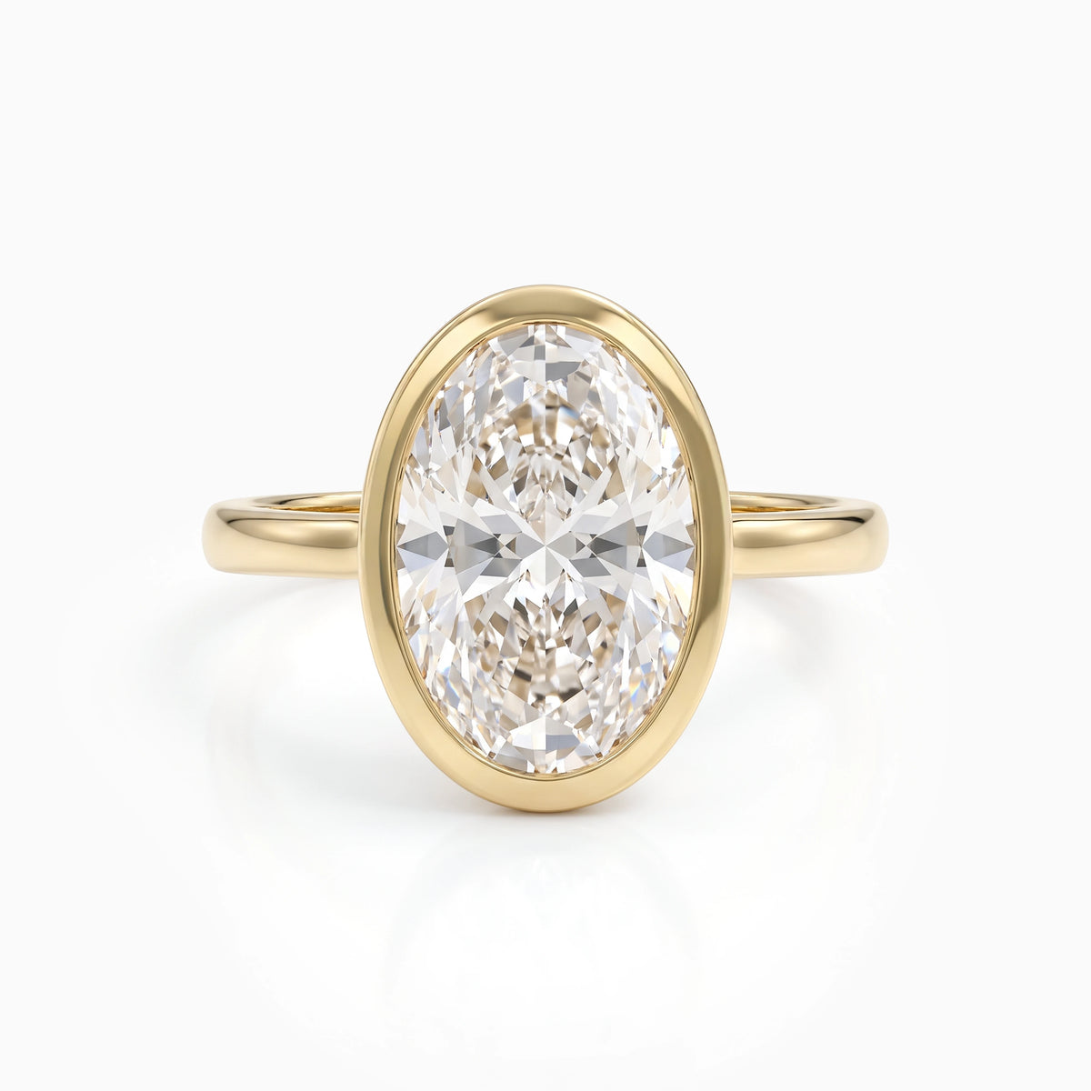 Oval Cut Lab Diamond Bezel Set Engagement Ring Ring