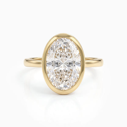 Oval Cut Lab Diamond Bezel Set Engagement Ring Ring
