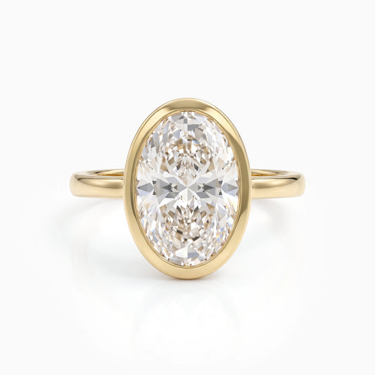 Oval Cut Lab Diamond Bezel Set Engagement Ring Ring
