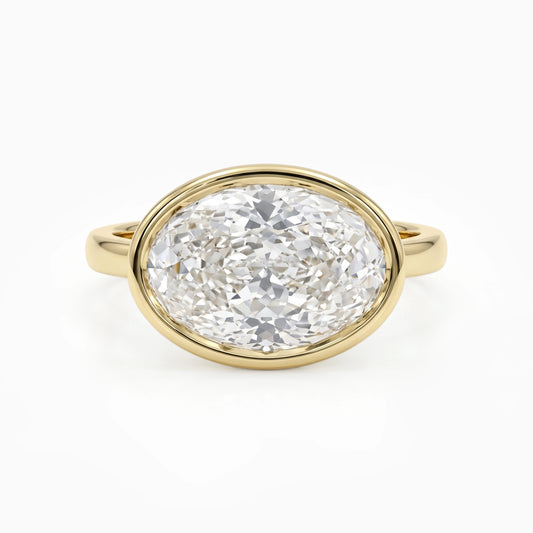Oval Cut Lab Diamond Bezel Set Solitaire Ring Ring