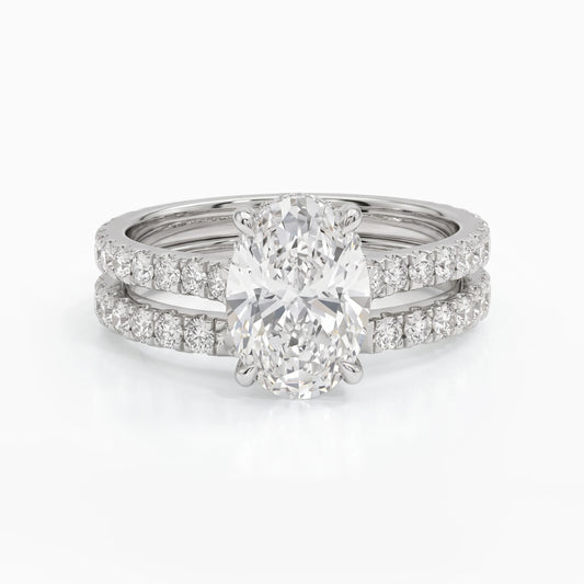 Oval Cut Lab Diamond Bridal Ring Set