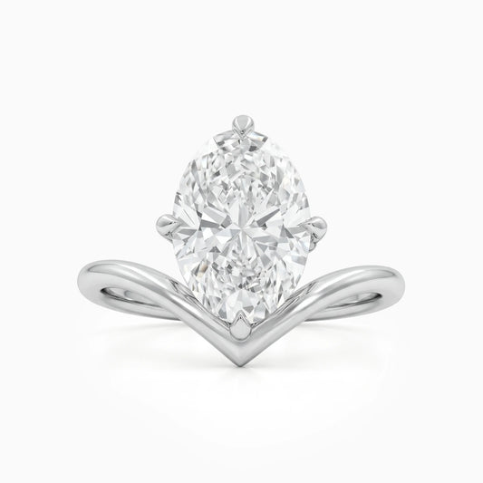 Oval Cut Lab Diamond Chevron Engagement Ring Ring