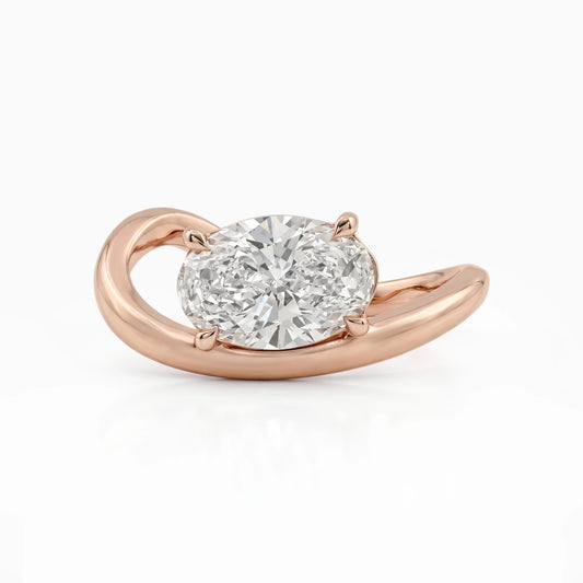 Oval Cut Lab Diamond Curved Solitaire Ring Ring