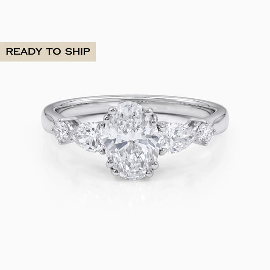Oval Cut Lab Diamond Five Stone Engagement Ring Ring