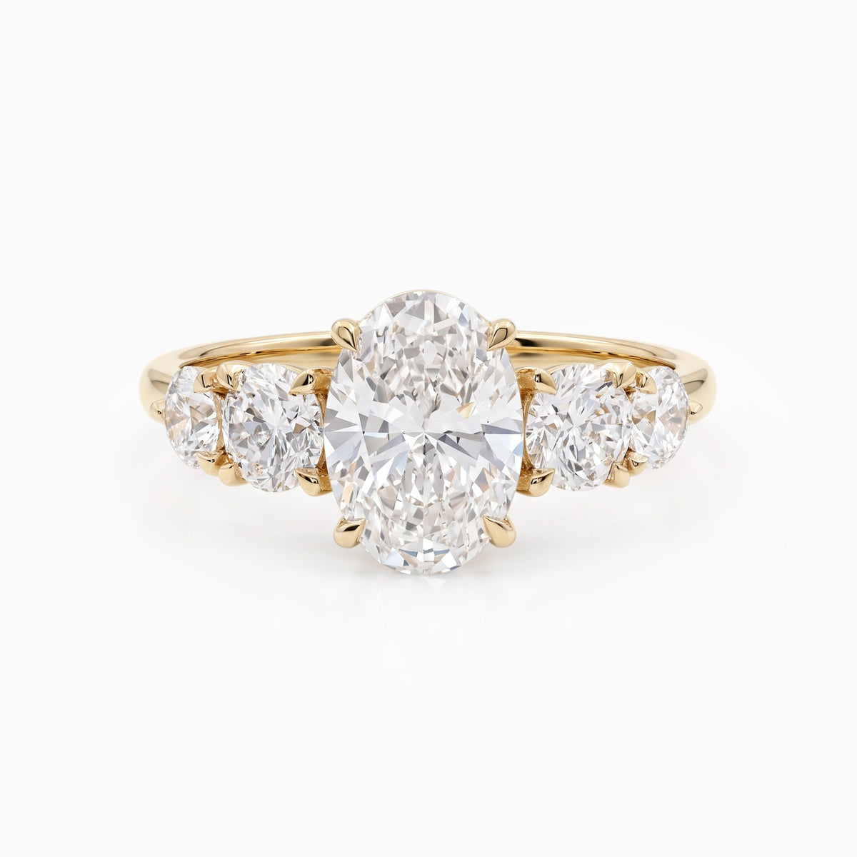 Oval Cut Lab Diamond Five Stone Ring Ring