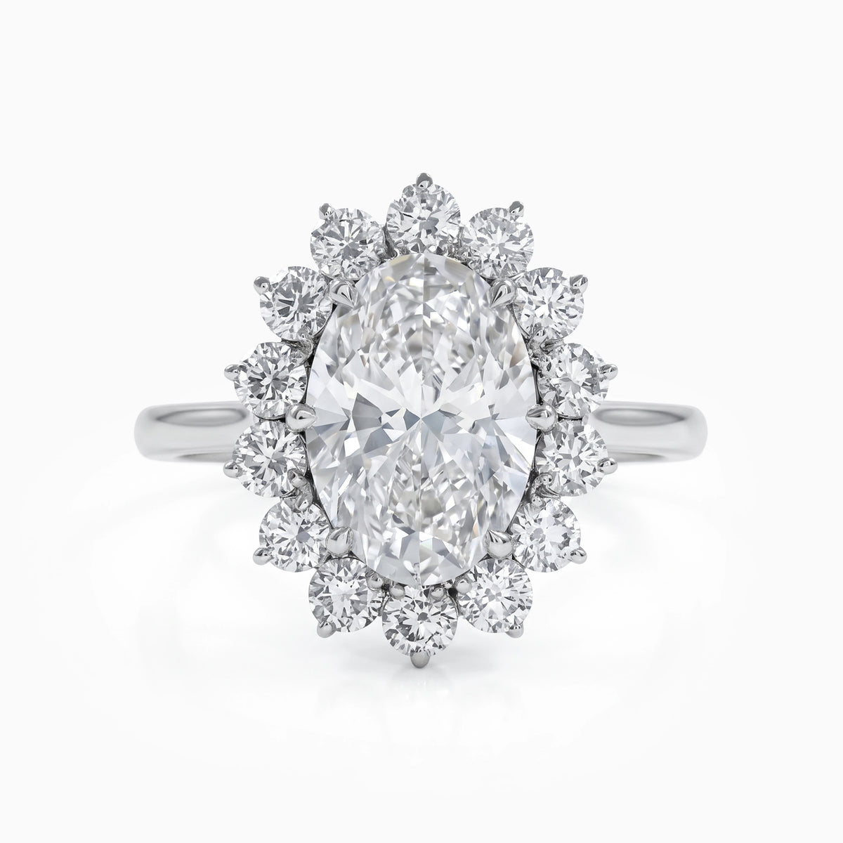 Oval Cut Lab Diamond Floral Halo Engagement Ring Ring