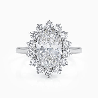 Oval Cut Lab Diamond Floral Halo Engagement Ring Ring