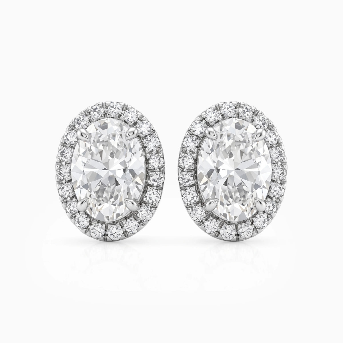 Oval Cut Lab Diamond Halo Stud Earrings Earrings