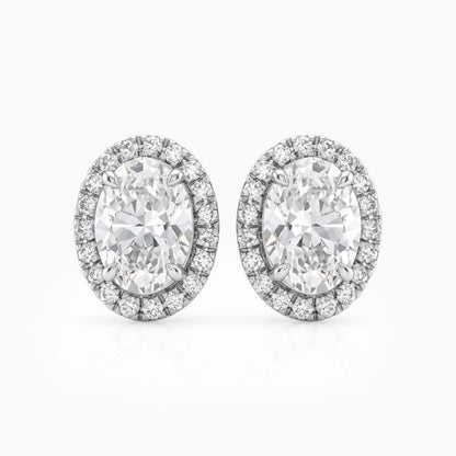 Oval Cut Lab Diamond Halo Stud Earrings Earrings