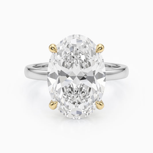 Oval Cut Lab Diamond Hidden Halo Two Tone Ring