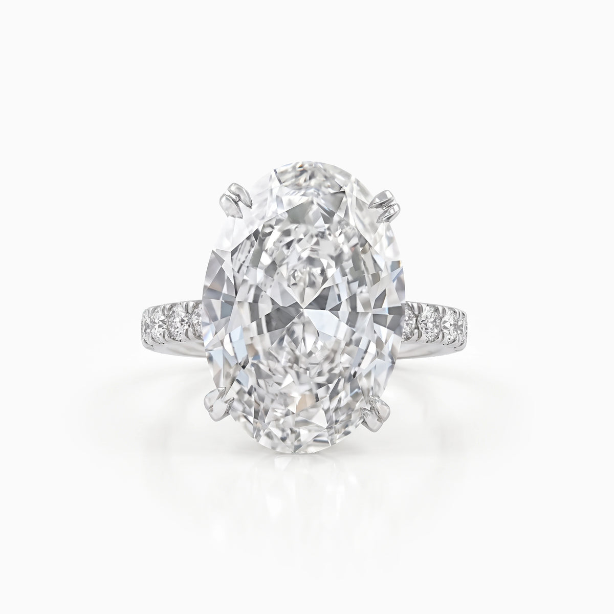 Oval Cut Lab Diamond Ring with Hidden Halo and Pavé Band Ring