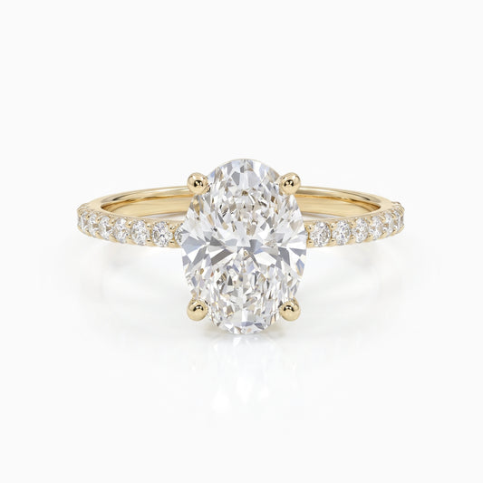 Oval Cut Lab Diamond Solitaire Accent Engagement Ring Ring